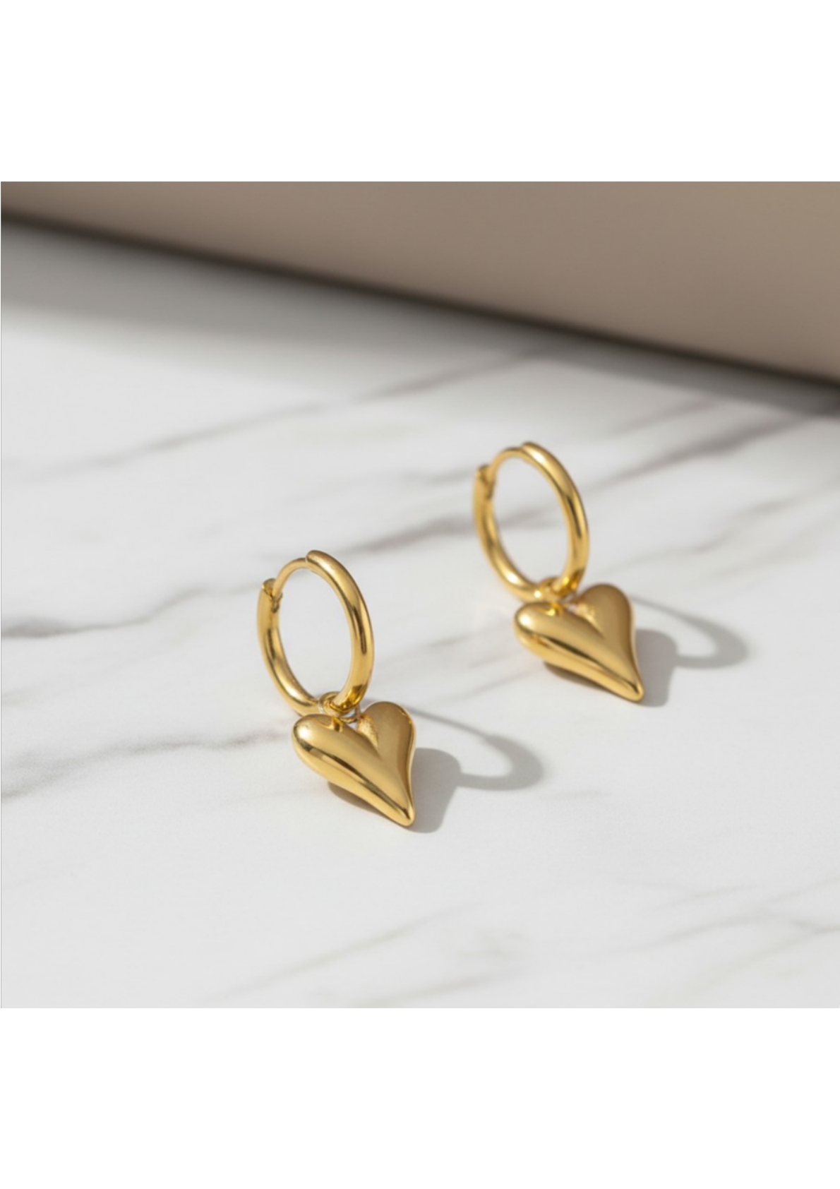 Gold-Plated Anti-Tarnish Stainless Steel Heart Themed Earrings - Image 2