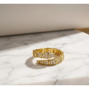 Gold Plated Snake-Themed Adjustable Finger Ring