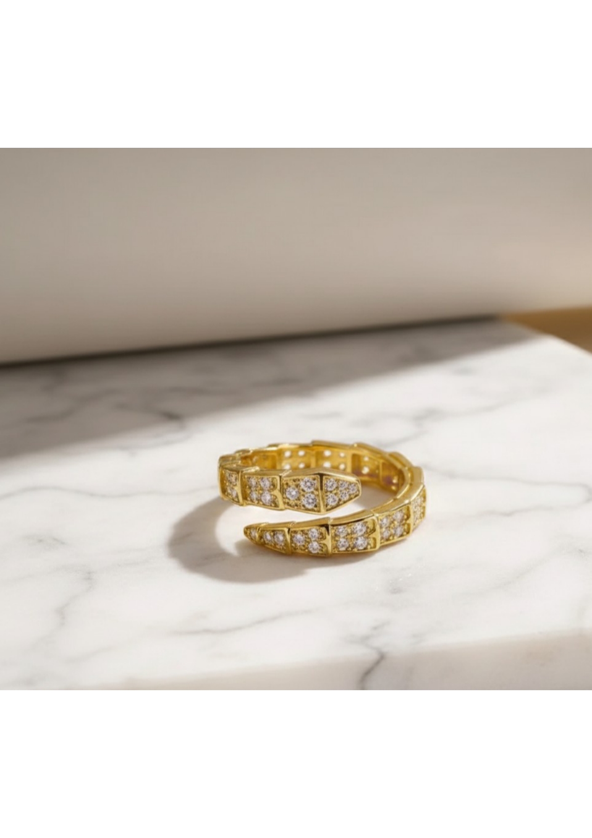 Gold Plated Snake-Themed Adjustable Finger Ring