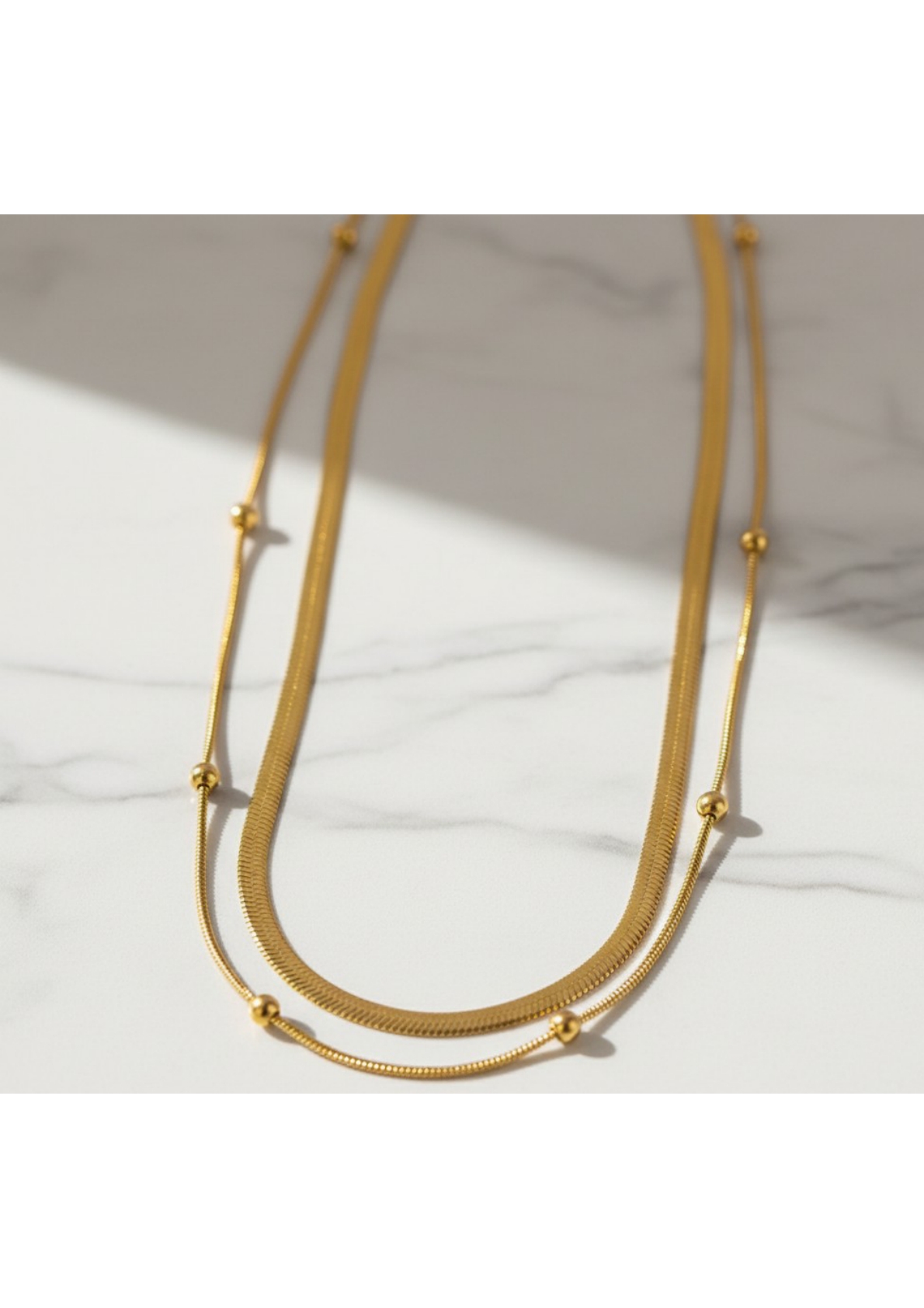 Gold-Plated Anti Tarnish Chain Layered Necklace - Image 3