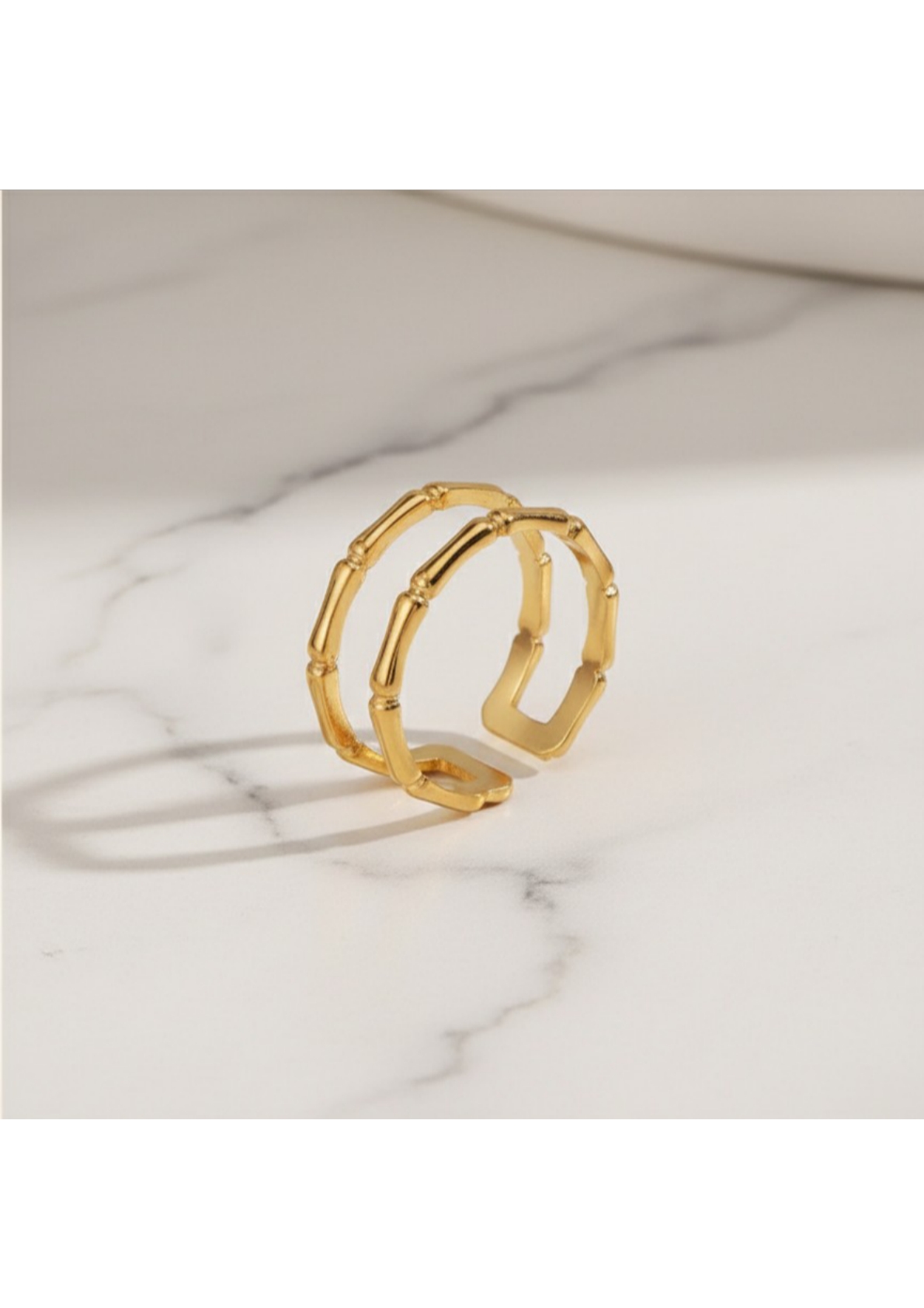 Gold Plated Contemporary Adjustable Finger Ring. - Image 2
