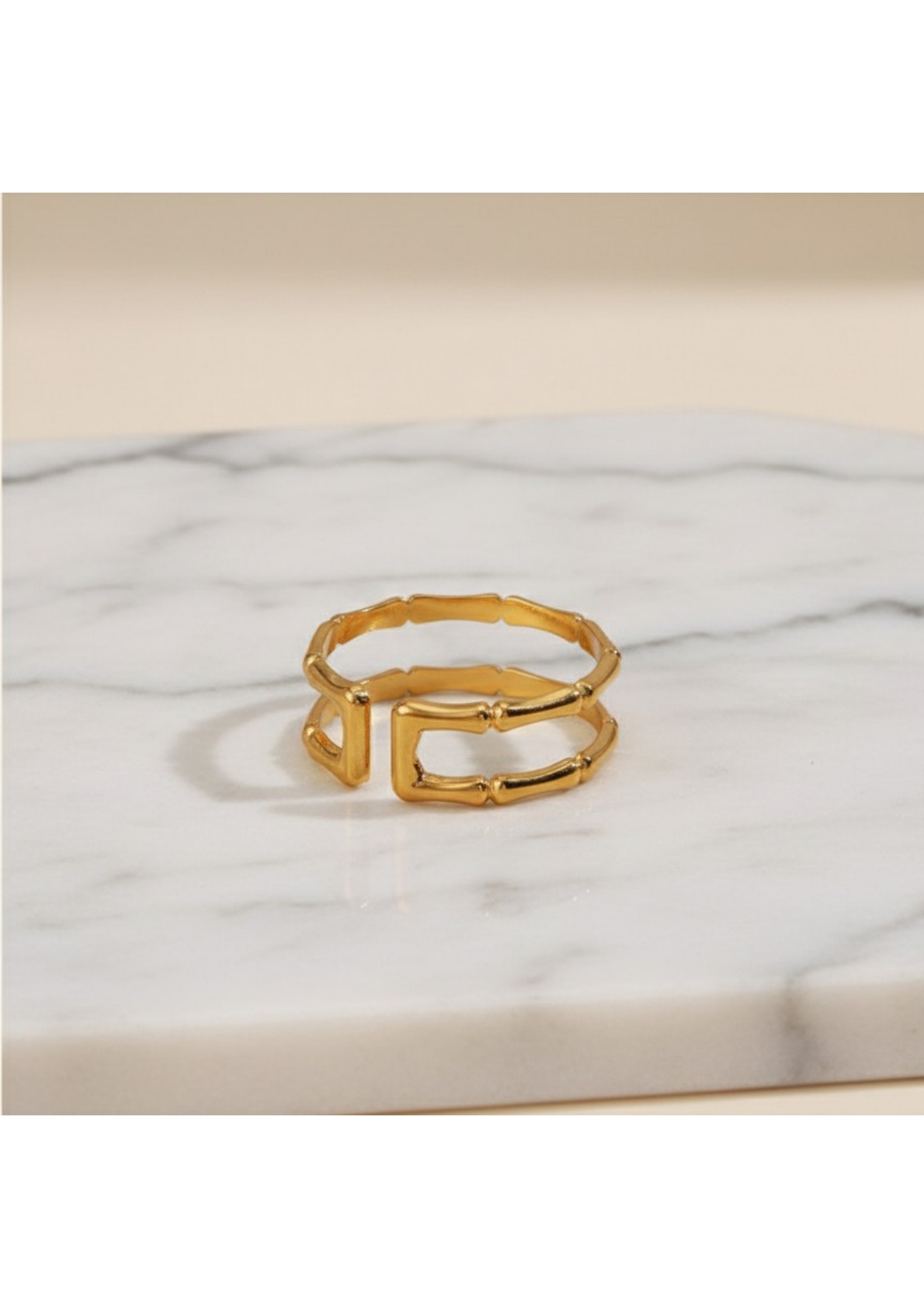 Gold Plated Contemporary Adjustable Finger Ring.