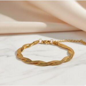 Gold-Plated Anti Tarnish Thick Snake Chain Bracelet