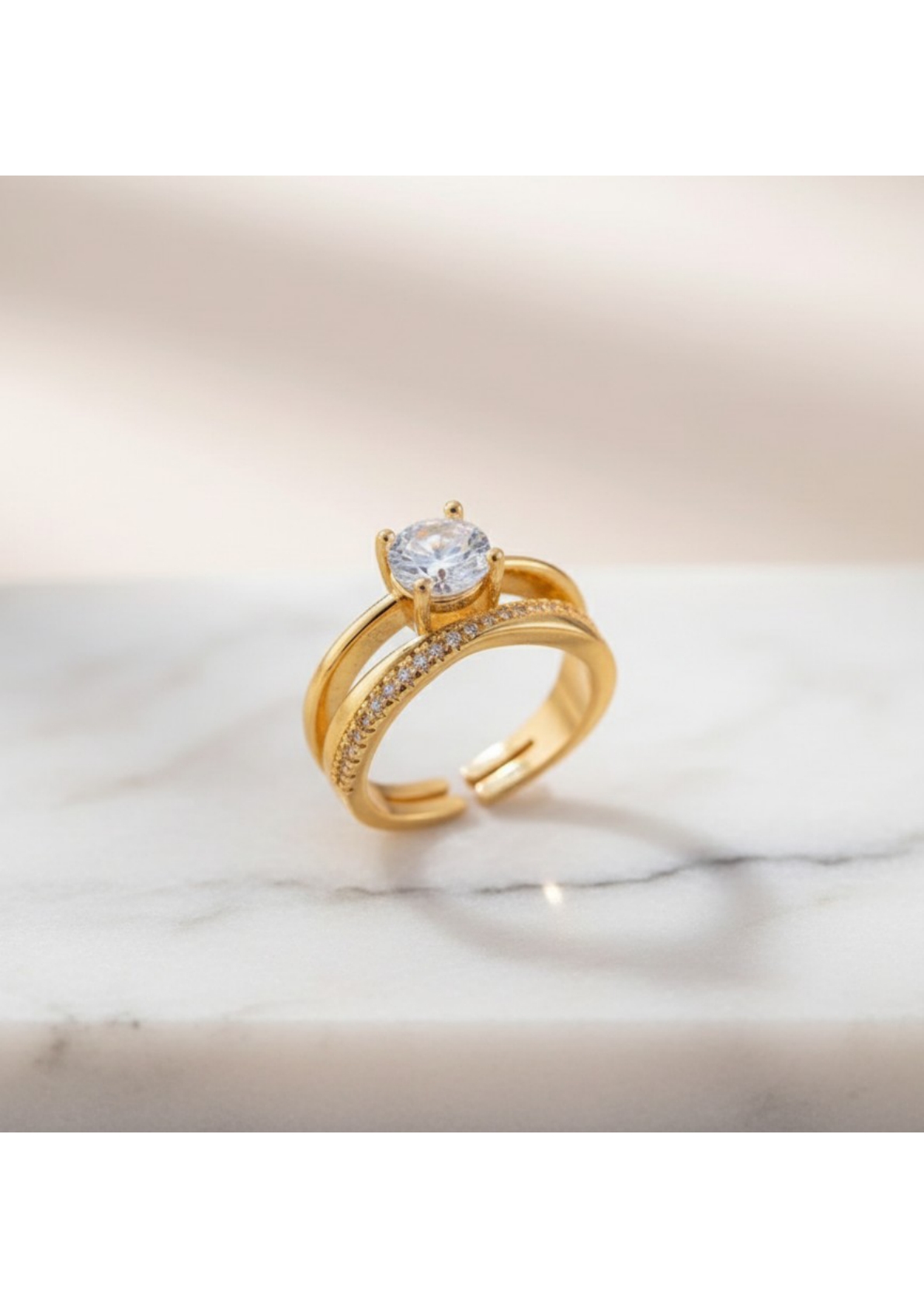 Gold Plated Contemporary Adjustable Finger Ring