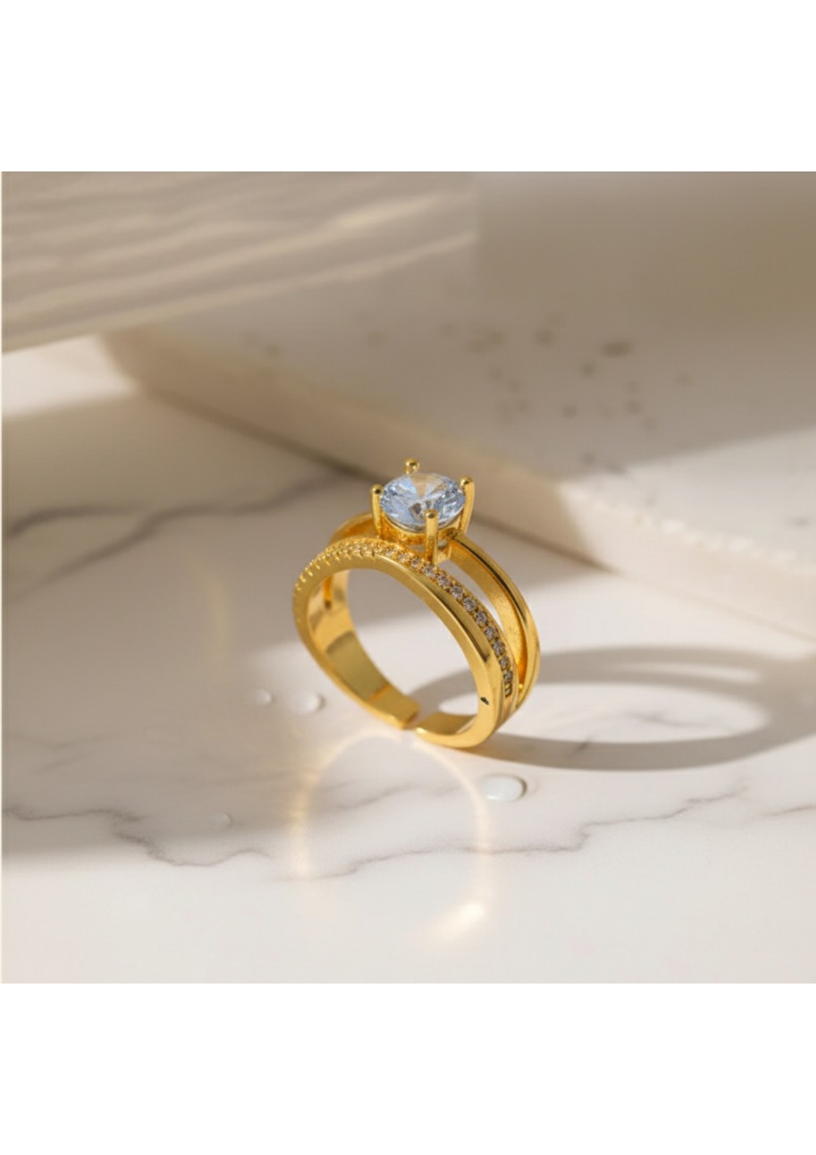 Gold Plated Contemporary Adjustable Finger Ring - Image 4