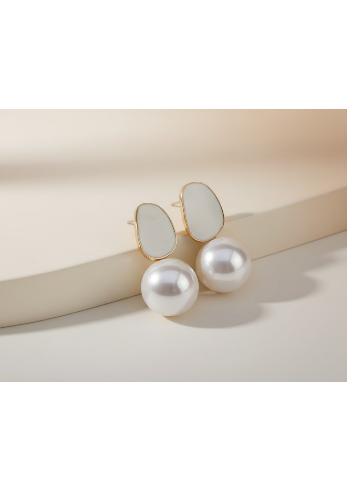 Elegant pearl and enamel drop earrings - Image 2