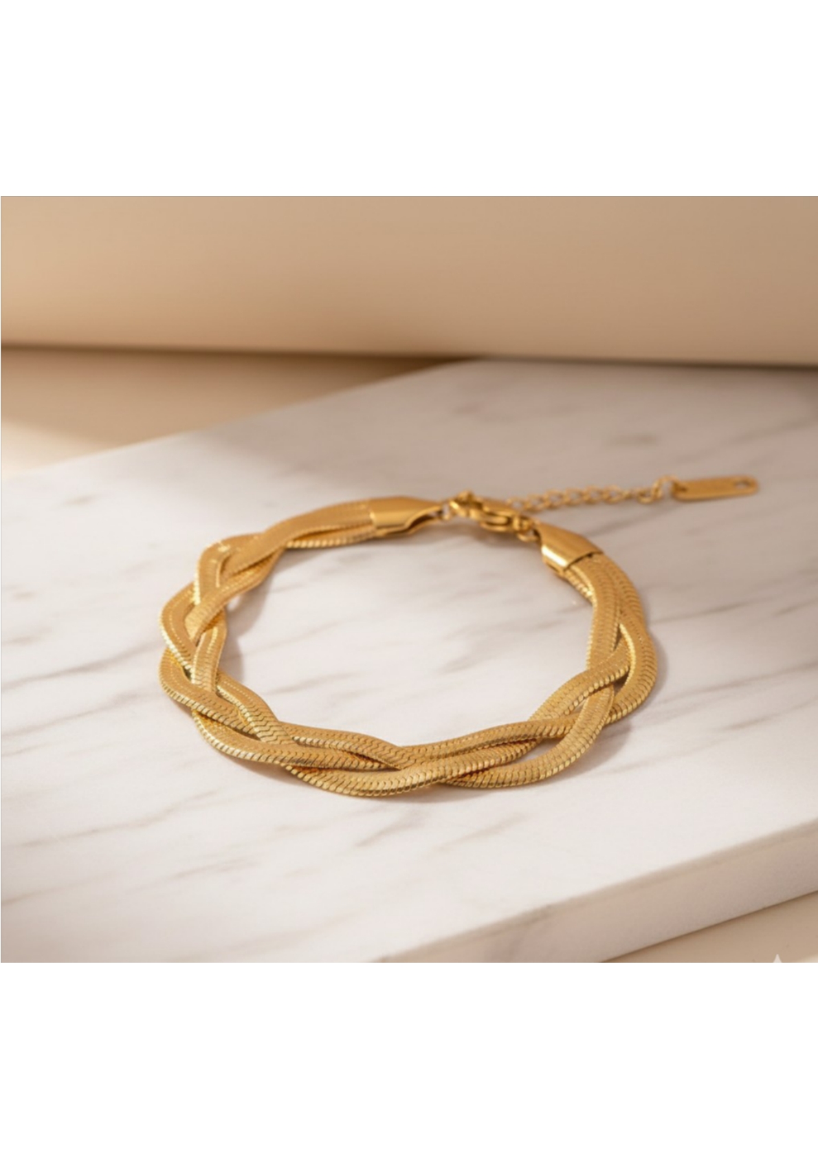 Gold-Plated Anti Tarnish Thick Snake Chain Bracelet. - Image 3
