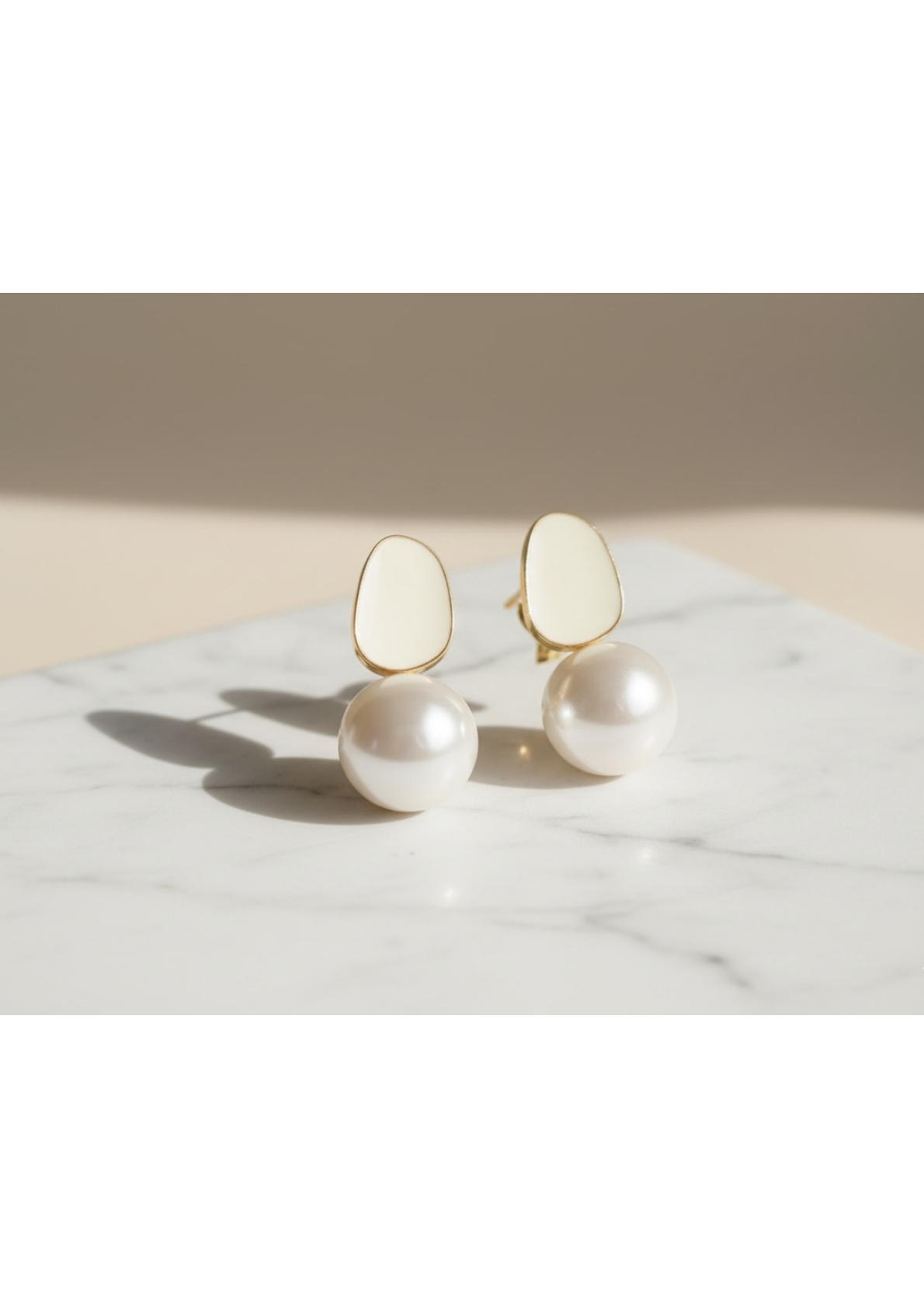 Elegant pearl and enamel drop earrings