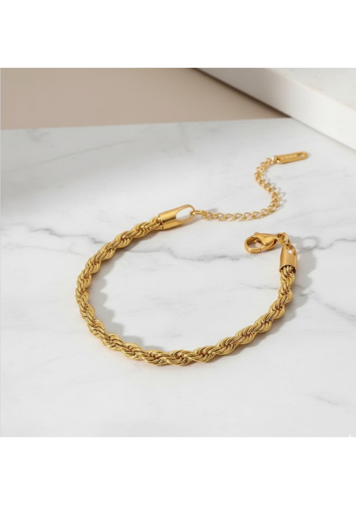 Gold Plated Anti Tarnish Stainless Steel Thin Chain Rope Style Wraparound Bracelet - Image 2