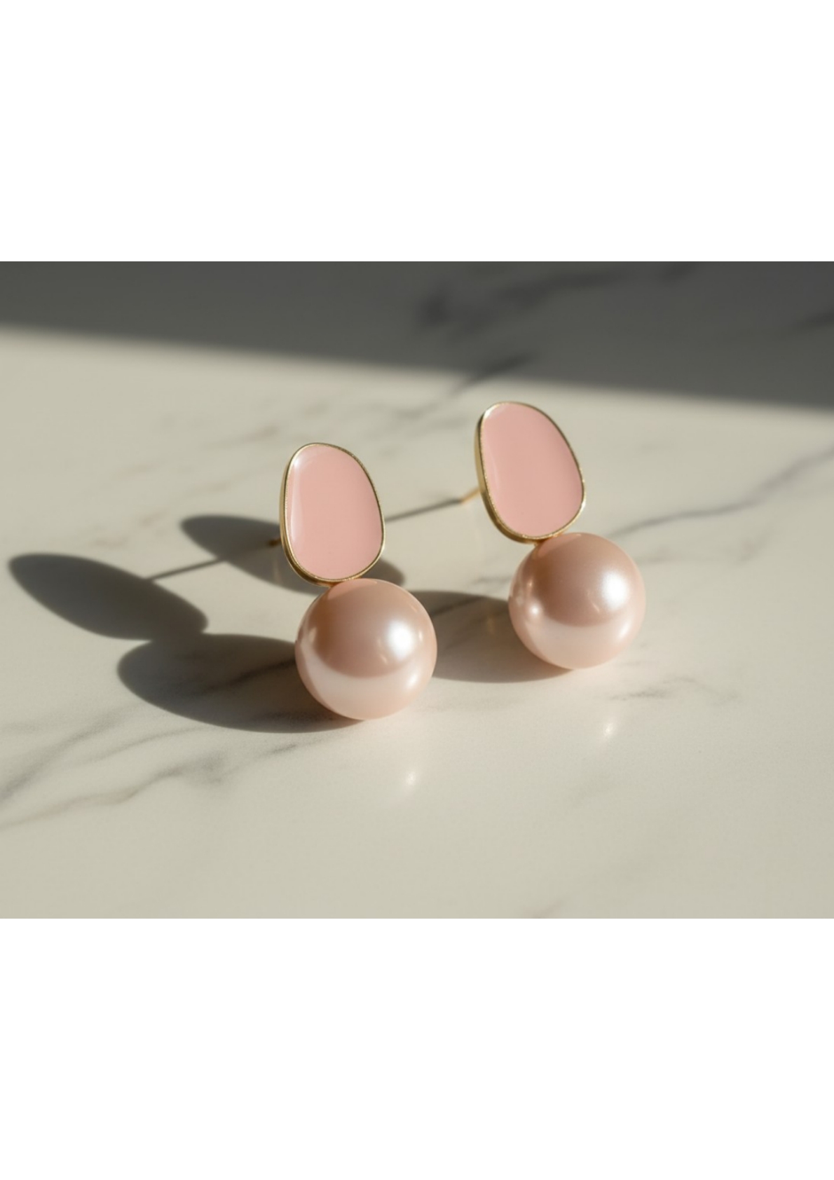 Elegant pearl and enamel drop earrings - Image 2