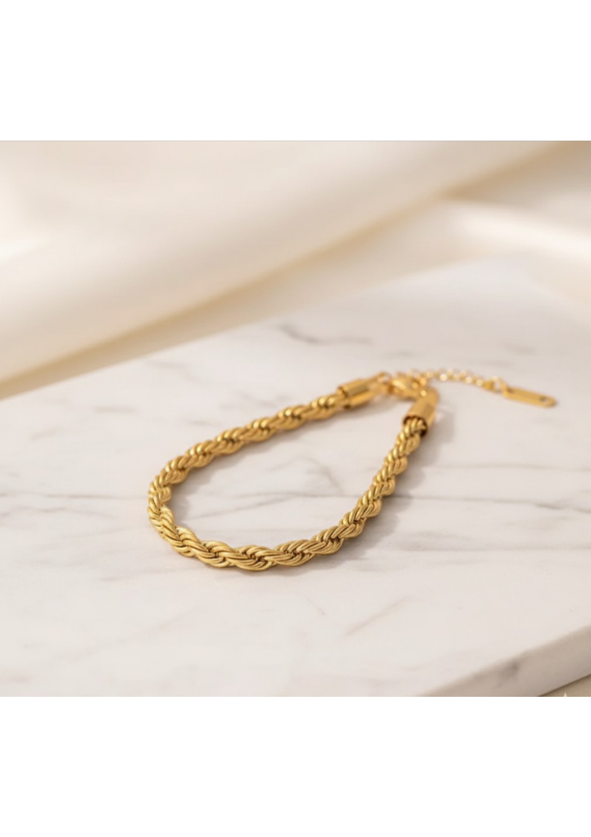 Gold Plated Anti Tarnish Stainless Steel Thin Chain Rope Style Wraparound Bracelet - Image 3