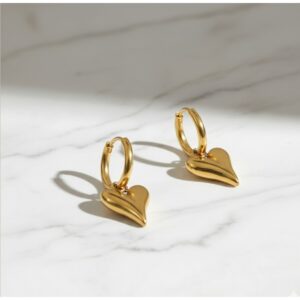 Gold-Plated Anti-Tarnish Stainless Steel Heart Themed Earrings