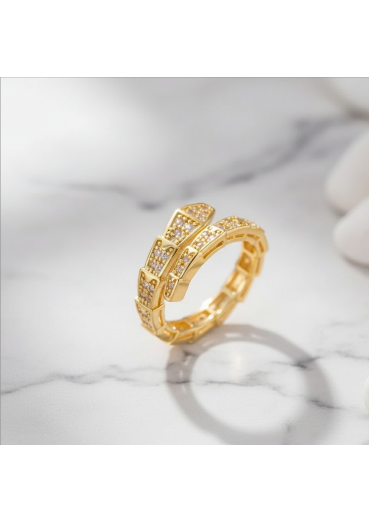 Gold Plated Snake-Themed Adjustable Finger Ring - Image 3