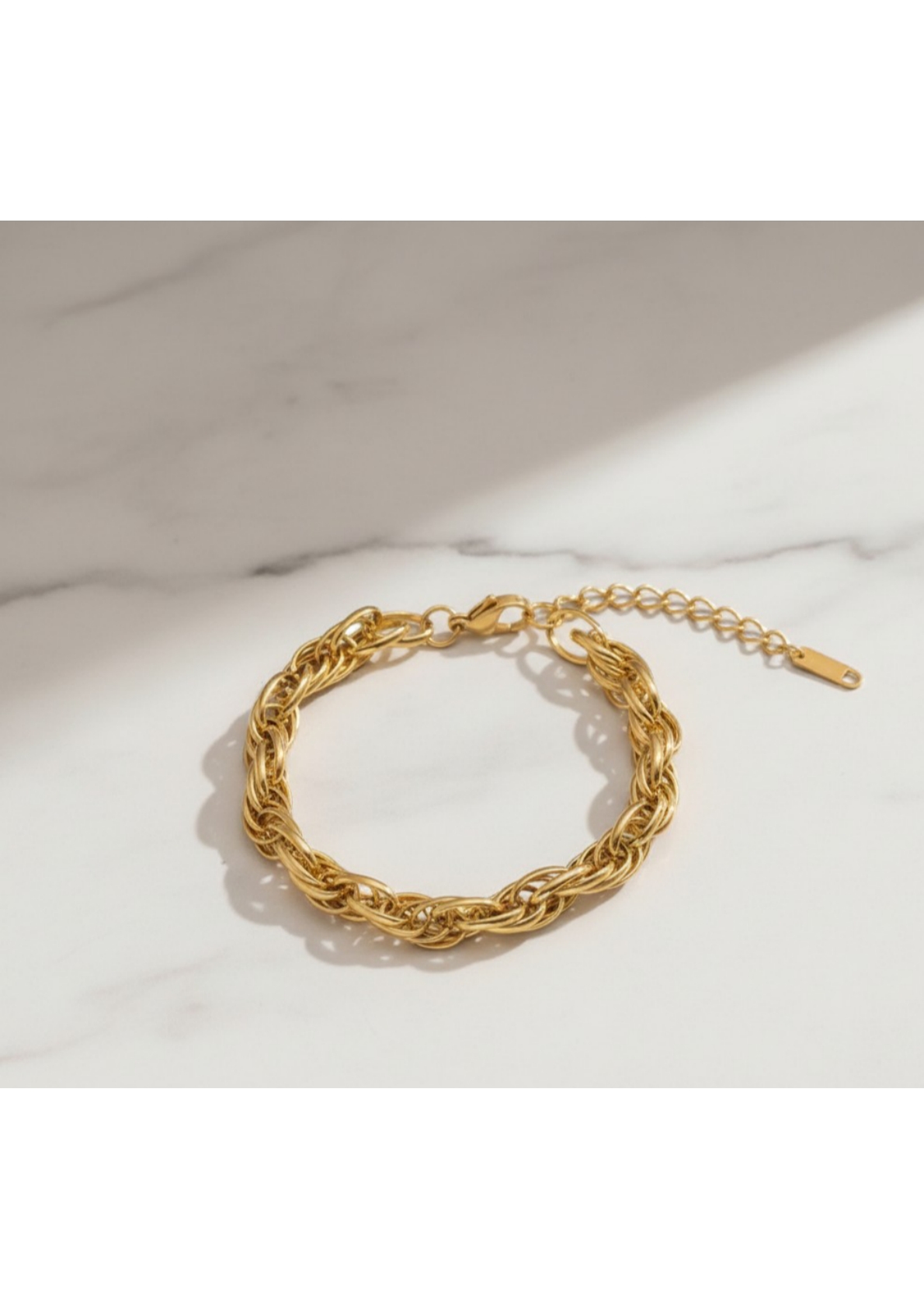 Gold Plated Anti Tarnish Stainless Steel Thick Chain Rope Style Wraparound Bracelet - Image 3