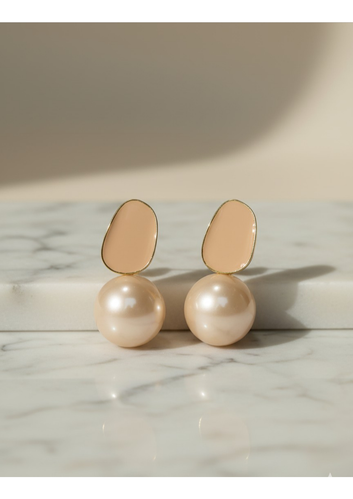 Elegant pearl and enamel drop earrings - Image 3