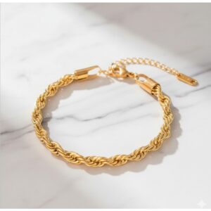 Gold Plated Anti Tarnish Stainless Steel Thin Chain Rope Style Wraparound Bracelet