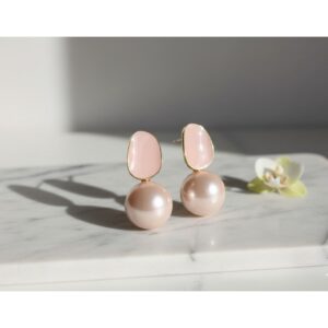 Elegant pearl and enamel drop earrings