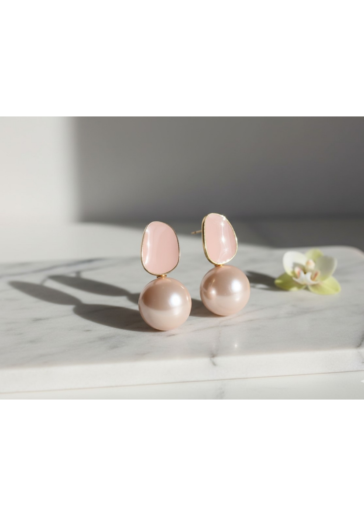 Elegant pearl and enamel drop earrings