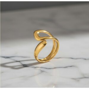 Gold Plated Anti Tarnish Stainless Steel Contemporary Adjustable Finger Ring