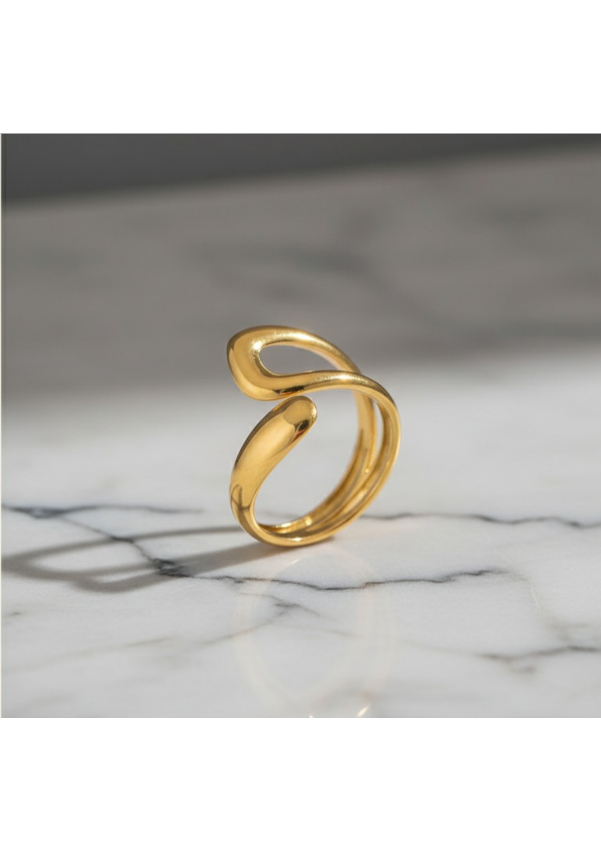 Gold Plated Anti Tarnish Stainless Steel Contemporary Adjustable Finger Ring
