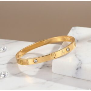 Stainless Steel Contemporary Gold Plated Love AD Anti-Tarnish Bracelet For Women