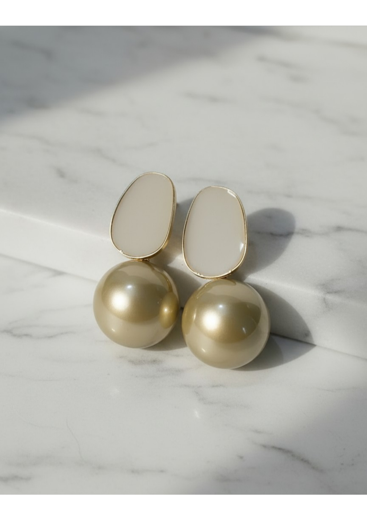 Elegant pearl and enamel drop earrings - Image 2
