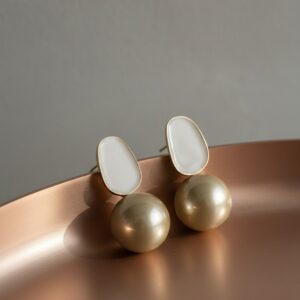 Elegant pearl and enamel drop earrings