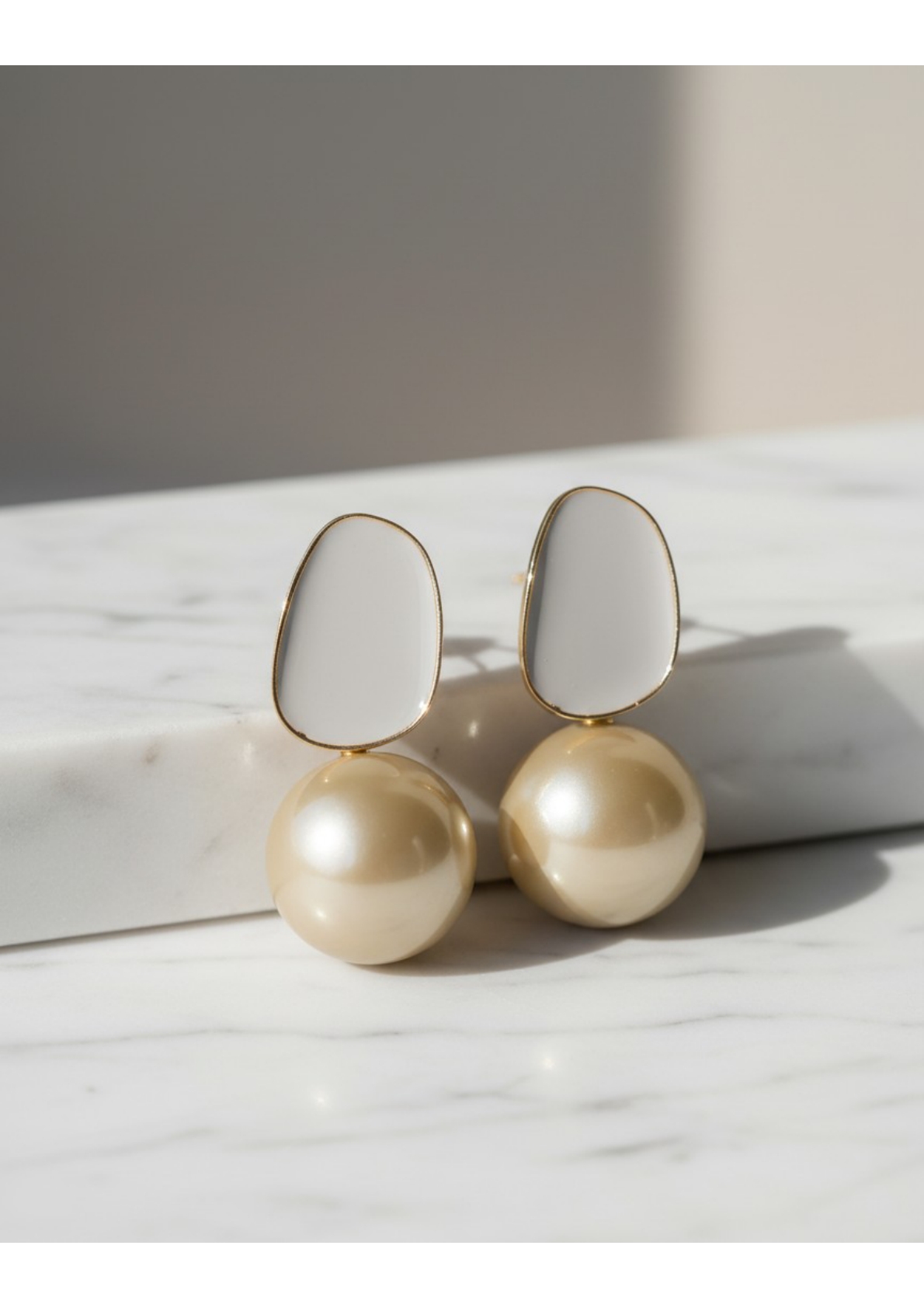 Elegant pearl and enamel drop earrings - Image 5