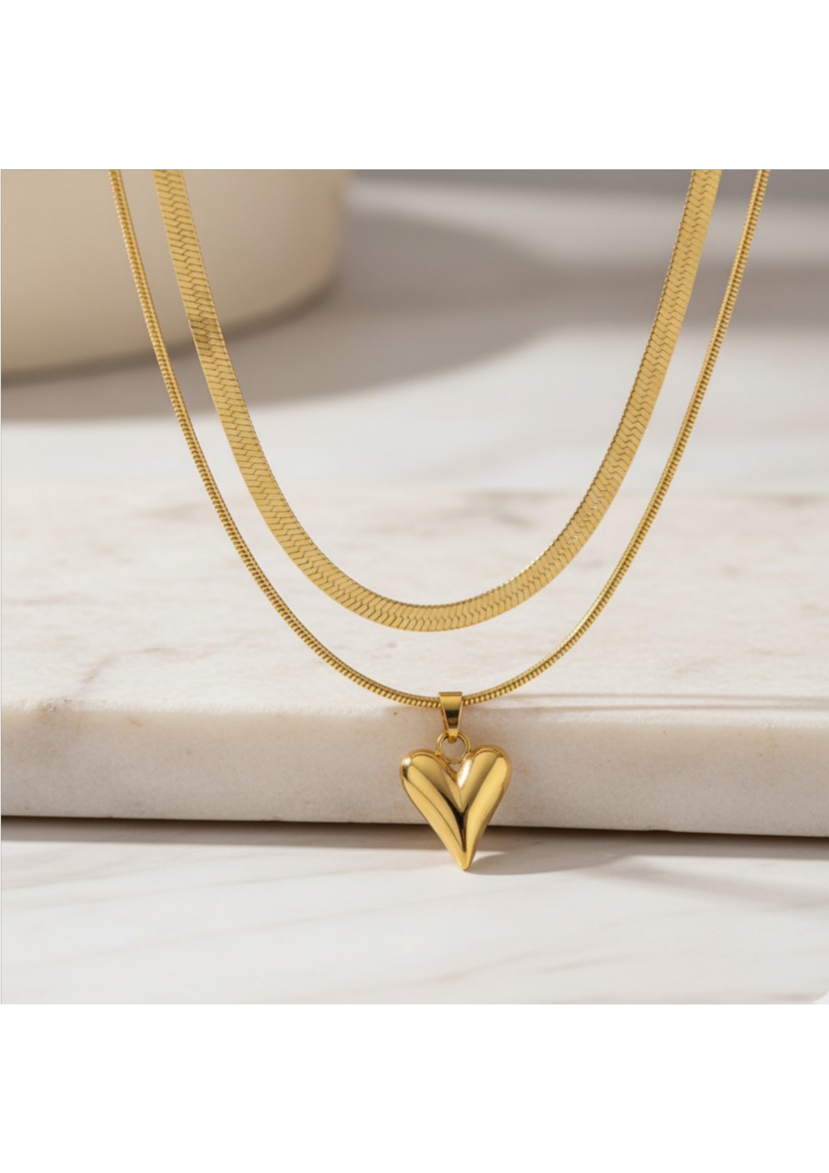 Gold-Plated Anti Tarnish Heart Themed Layered Necklace - Image 2