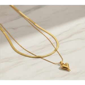 Gold-Plated Anti Tarnish Heart Themed Layered Necklace