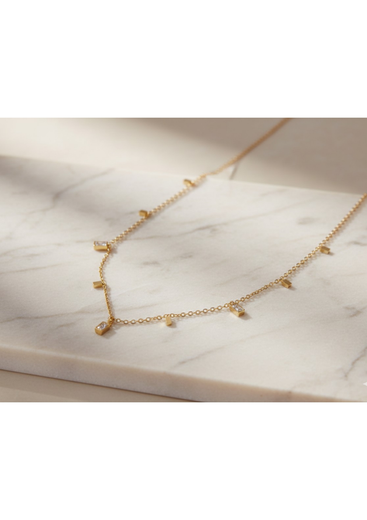 Gold Plated Stainless Steel Anti Tarnish Gold-Toned Geometric Necklace For Women - Image 2