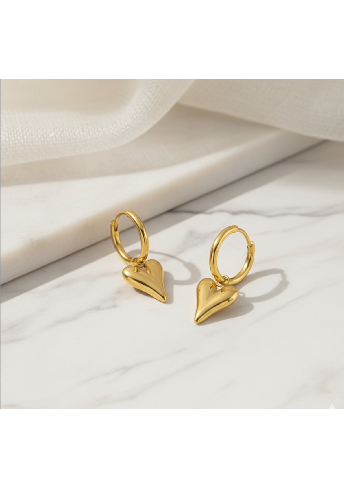 Gold-Plated Anti-Tarnish Stainless Steel Heart Themed Earrings - Image 4