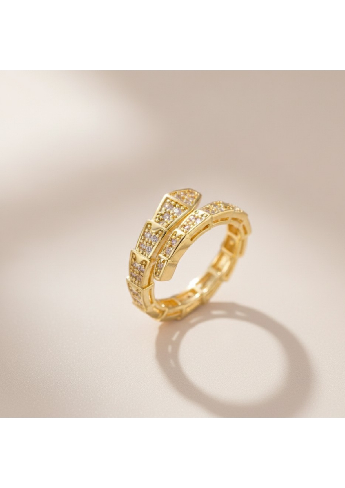 Gold Plated Snake-Themed Adjustable Finger Ring - Image 4