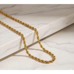 Gold Plated Stainless Steel Anti Tarnish Twisted Chain Necklace