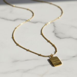 Gold Plated Anti Tarnish Stainless Steel Golden Rectangular Pendant