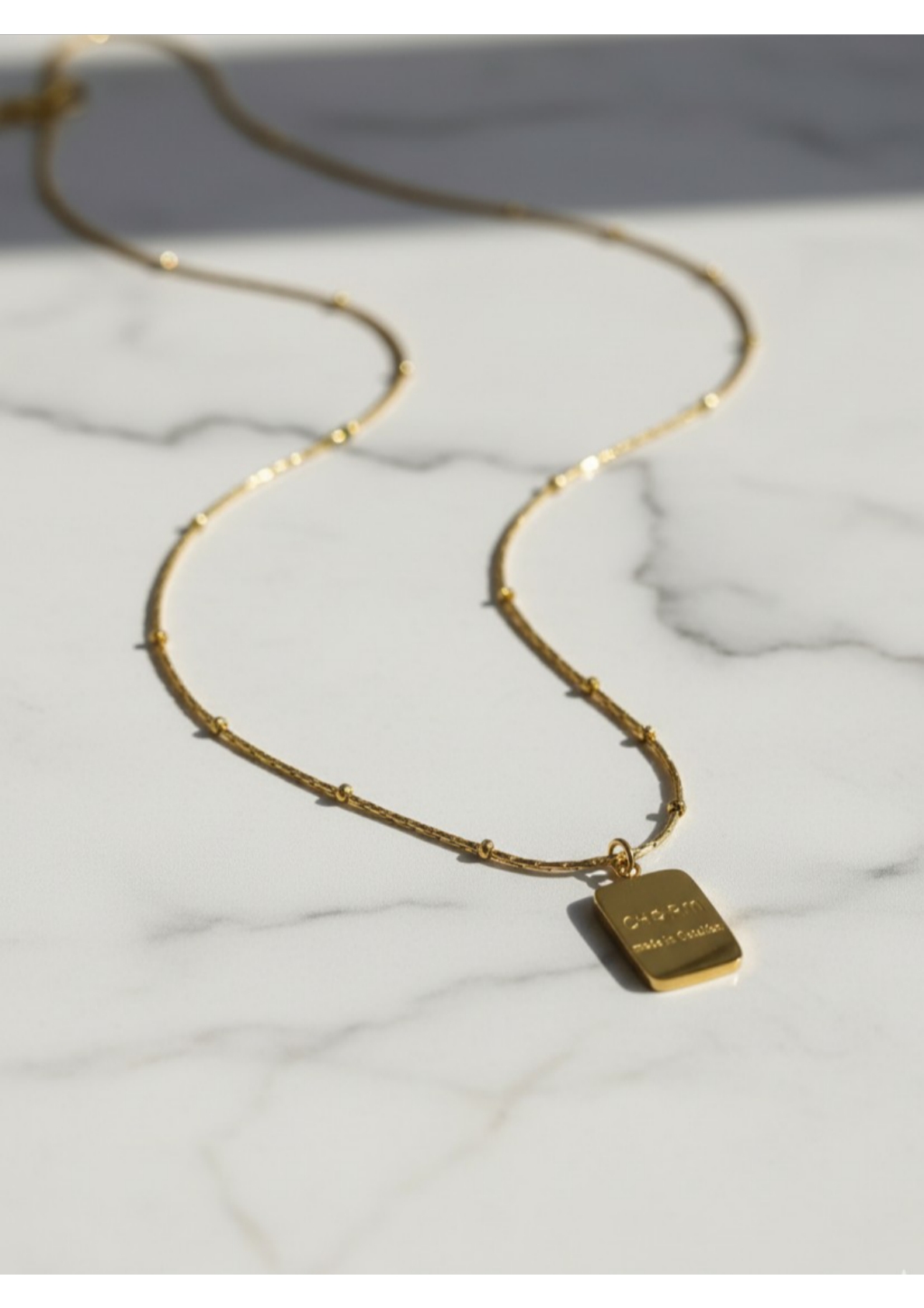 Gold Plated Anti Tarnish Stainless Steel Golden Rectangular Pendant