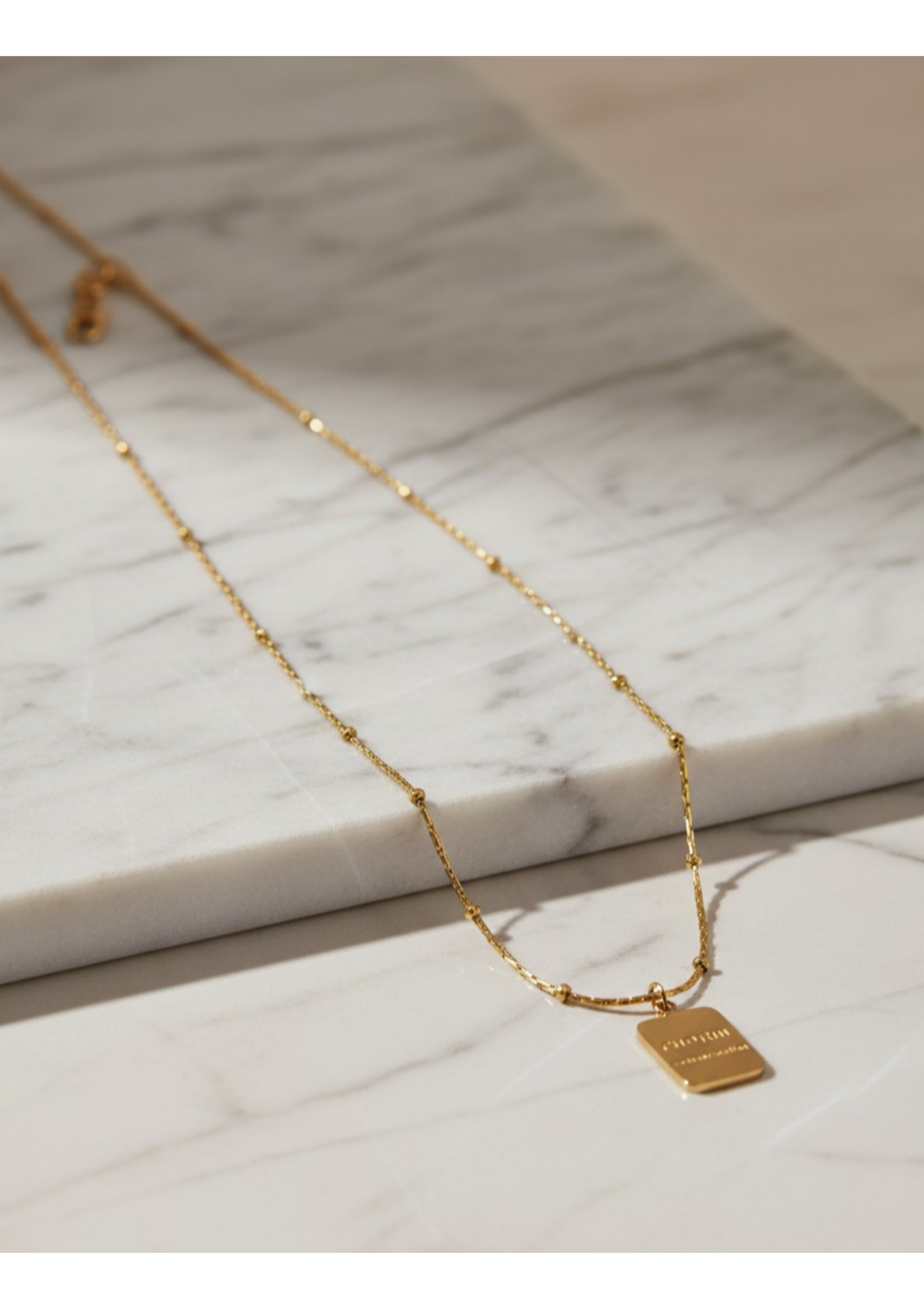 Gold Plated Anti Tarnish Stainless Steel Golden Rectangular Pendant - Image 3