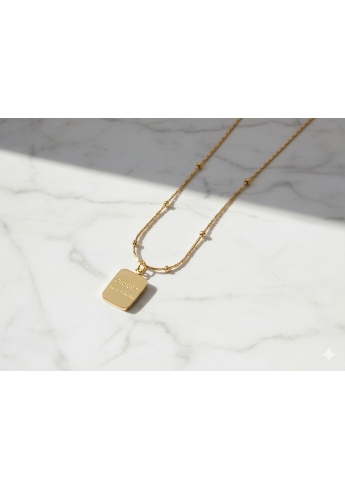Gold Plated Anti Tarnish Stainless Steel Golden Rectangular Pendant - Image 4