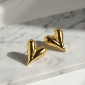 Gold Plated Heart Themed Earrings