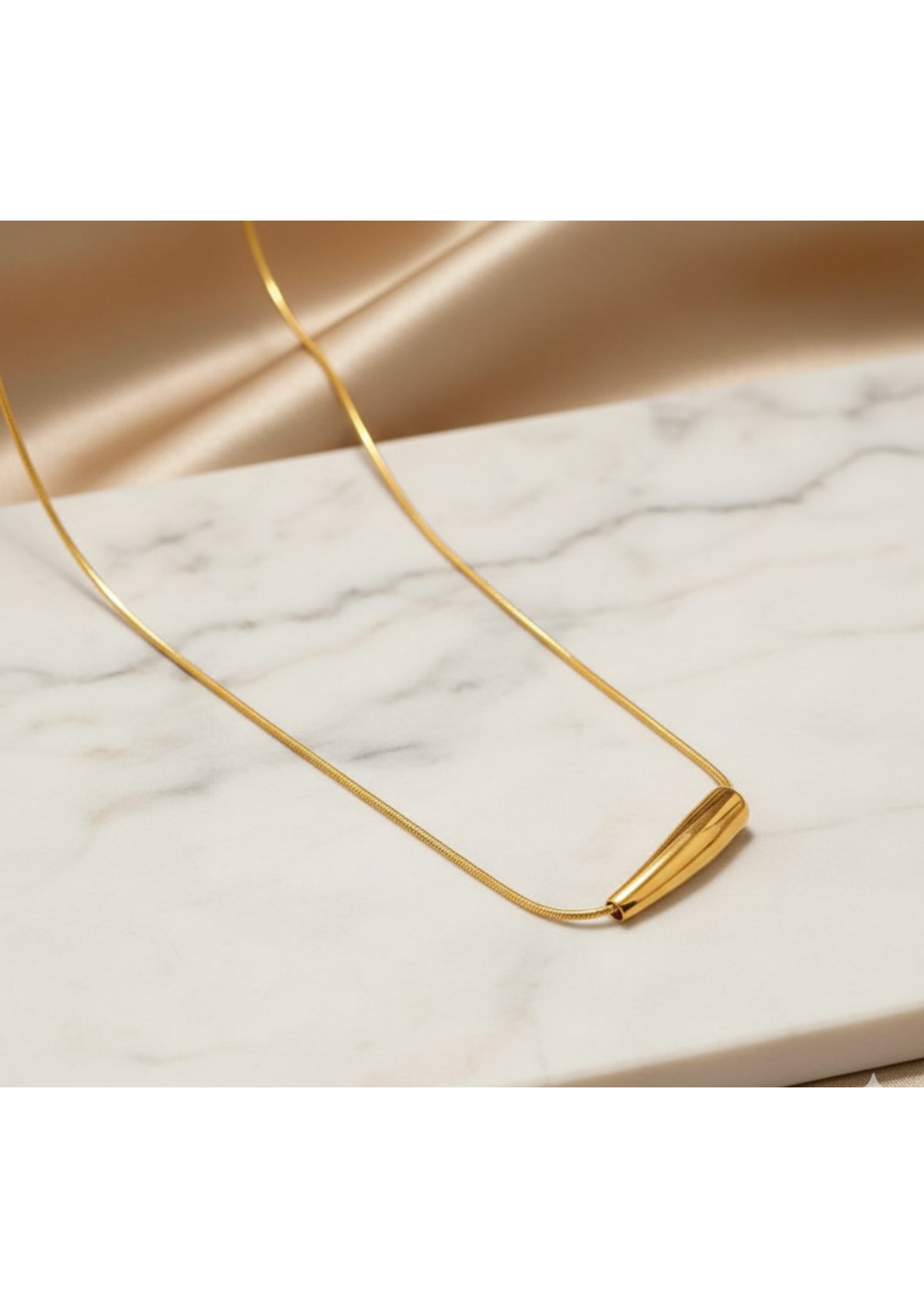 Gold-Plated Anti Tarnish Minimalistic Teardrop Necklace - Image 2