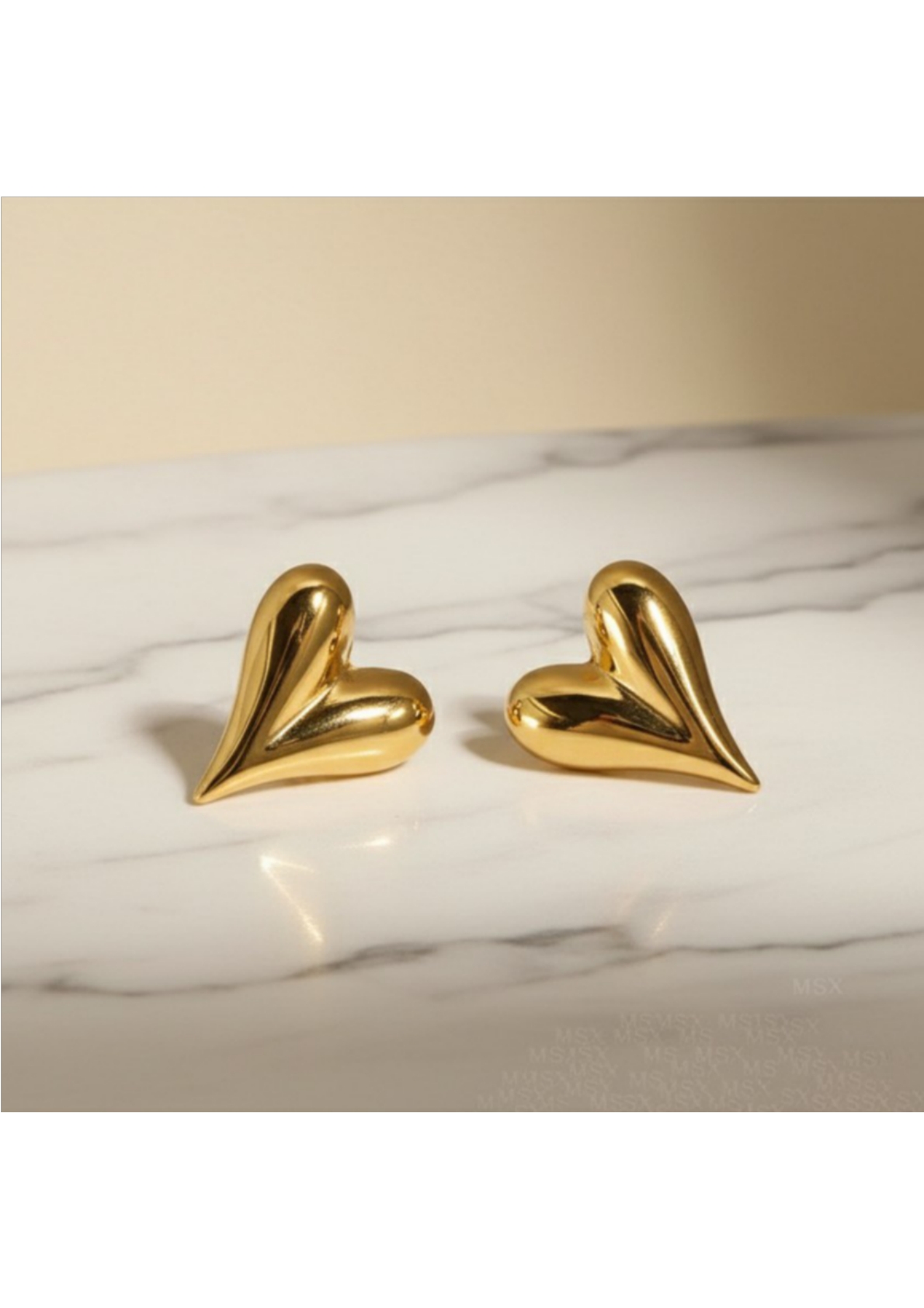 Gold Plated Heart Themed Earrings - Image 3