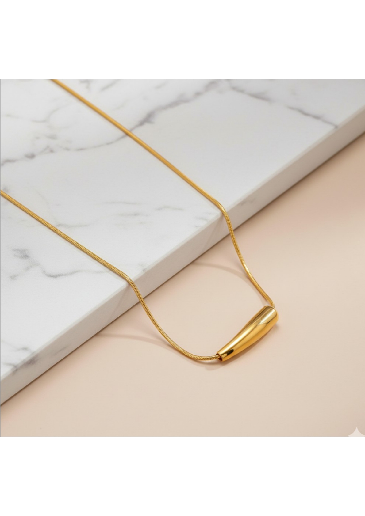 Gold-Plated Anti Tarnish Minimalistic Teardrop Necklace - Image 3