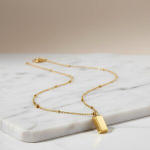 Gold Plated Anti Tarnish Stainless Steel Golden Rectangular Pendant