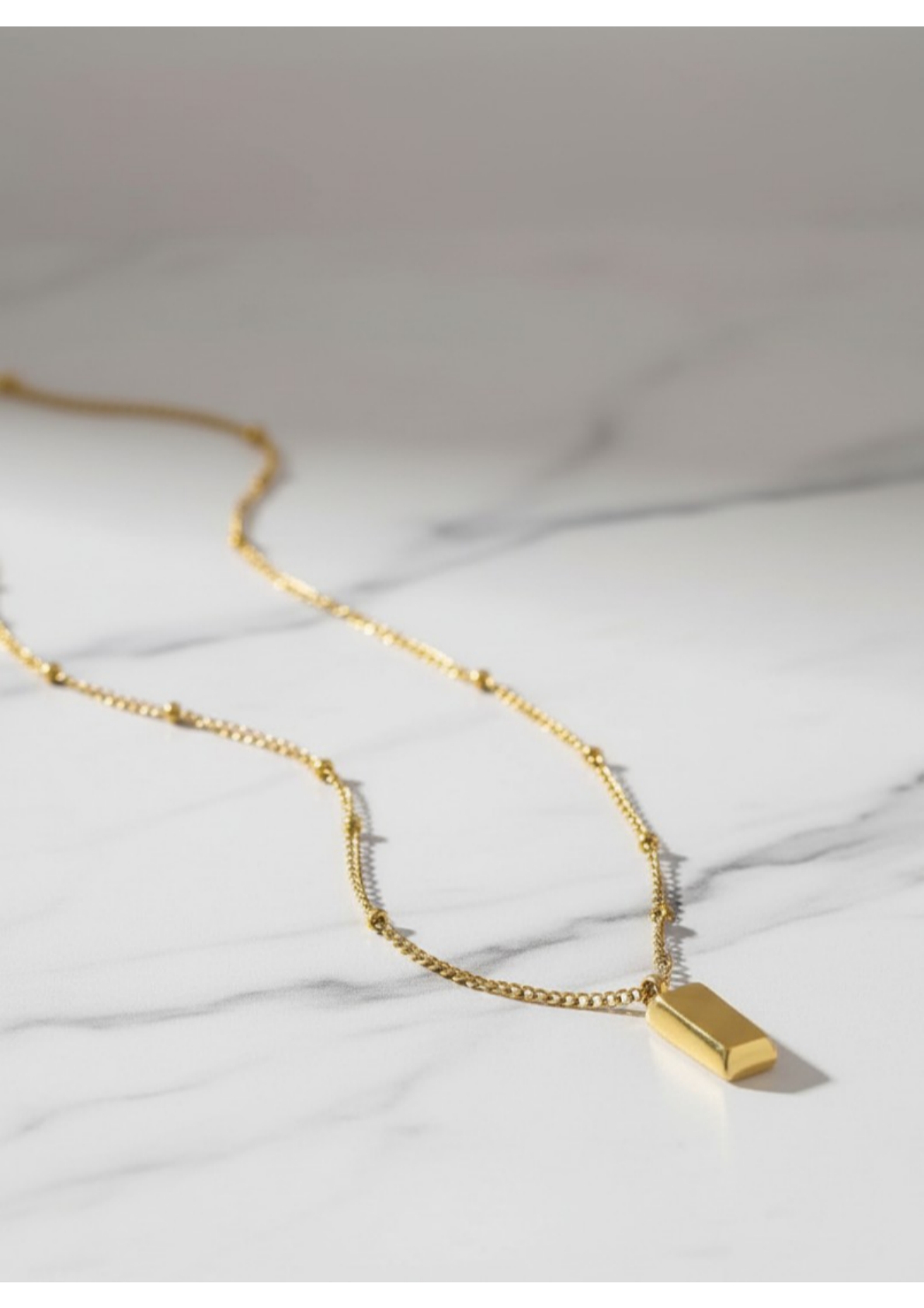 Gold Plated Anti Tarnish Stainless Steel Golden Rectangular Pendant - Image 3