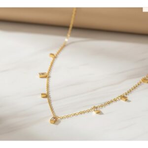 Gold Plated Stainless Steel Anti Tarnish Gold-Toned Geometric Necklace For Women