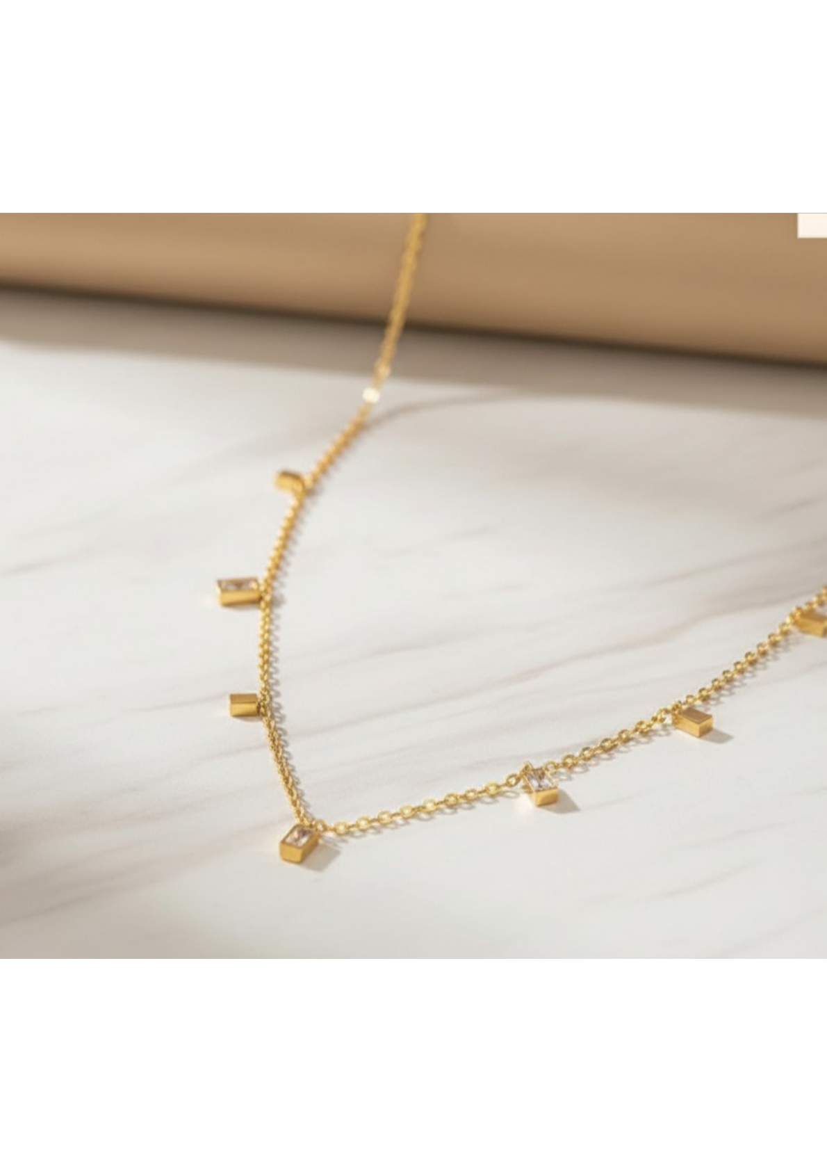 Gold Plated Stainless Steel Anti Tarnish Gold-Toned Geometric Necklace For Women