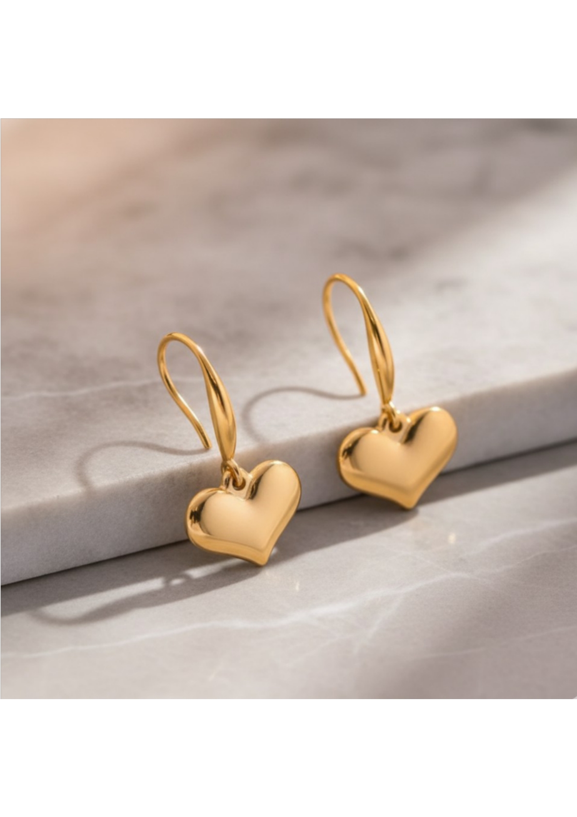 Gold-Plated Anti-Tarnish Stainless Steel Heart Themed Drop Earrings