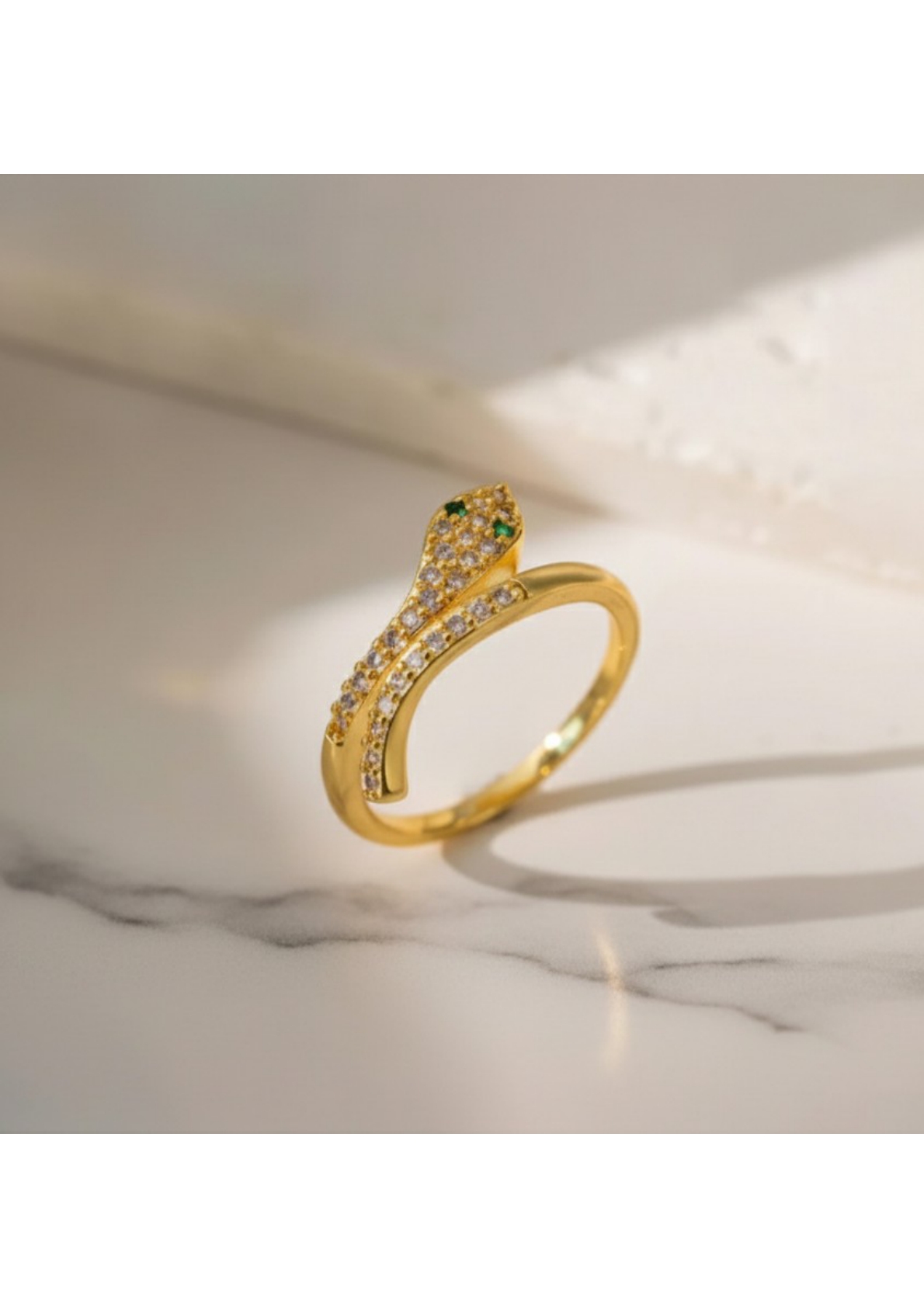 Gold Plated Snake-Themed Adjustable Finger Ring