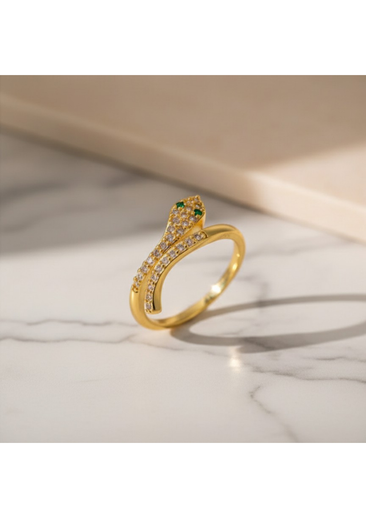 Gold Plated Snake-Themed Adjustable Finger Ring - Image 3