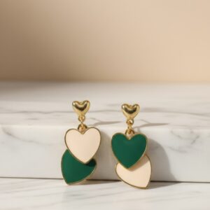 double-heart drop earrings